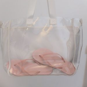 Mossimo Supply Clear and White Shoulder Tote Bag